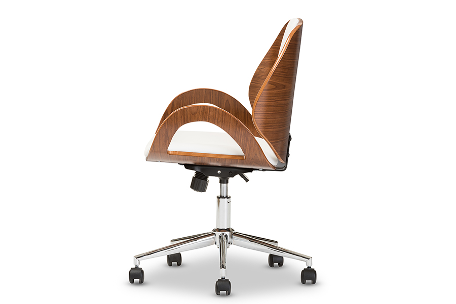 Watson Modern and Contemporary White and Walnut Office Chair White/"Walnut" Brown. Picture 3