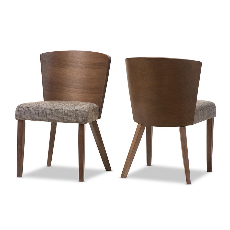 Baxton Studio Sparrow Brown and "Gravel" Wood Modern Dining Chair (Set of 2). Picture 1