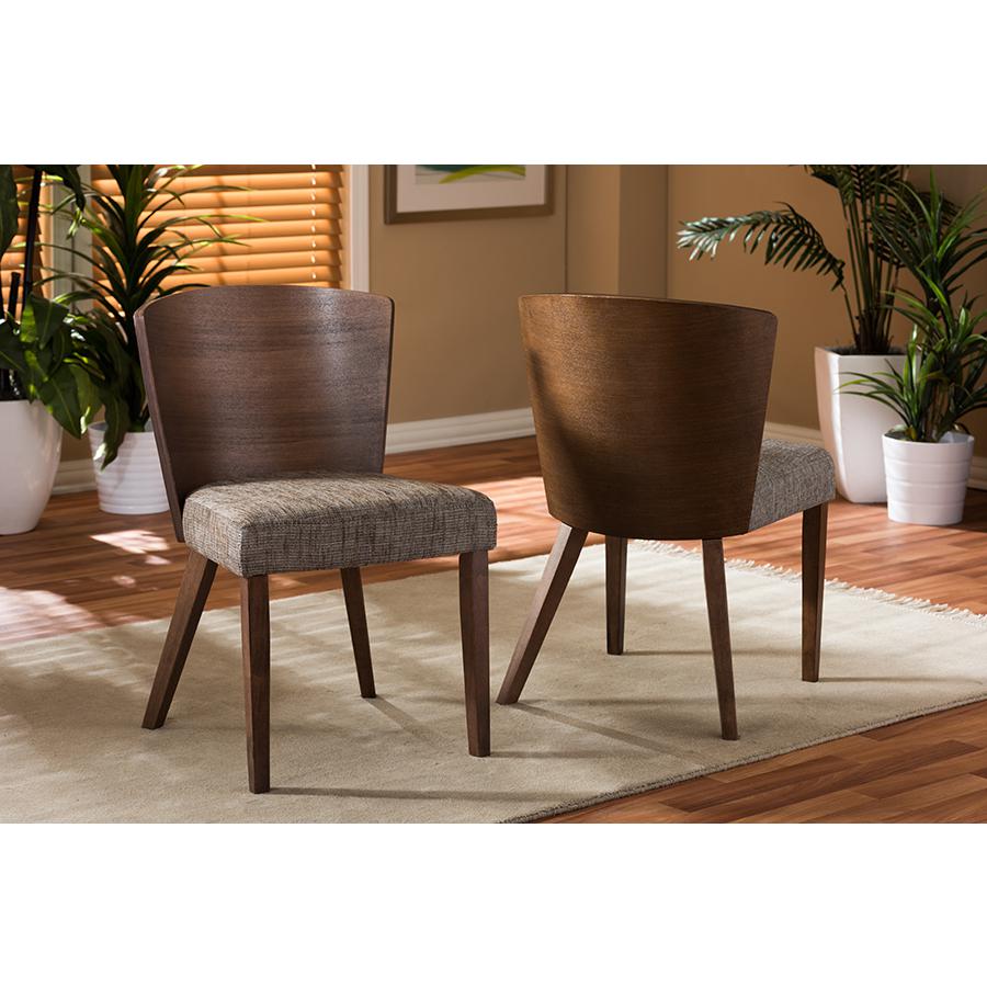 Baxton Studio Sparrow Brown and "Gravel" Wood Modern Dining Chair (Set of 2). Picture 4
