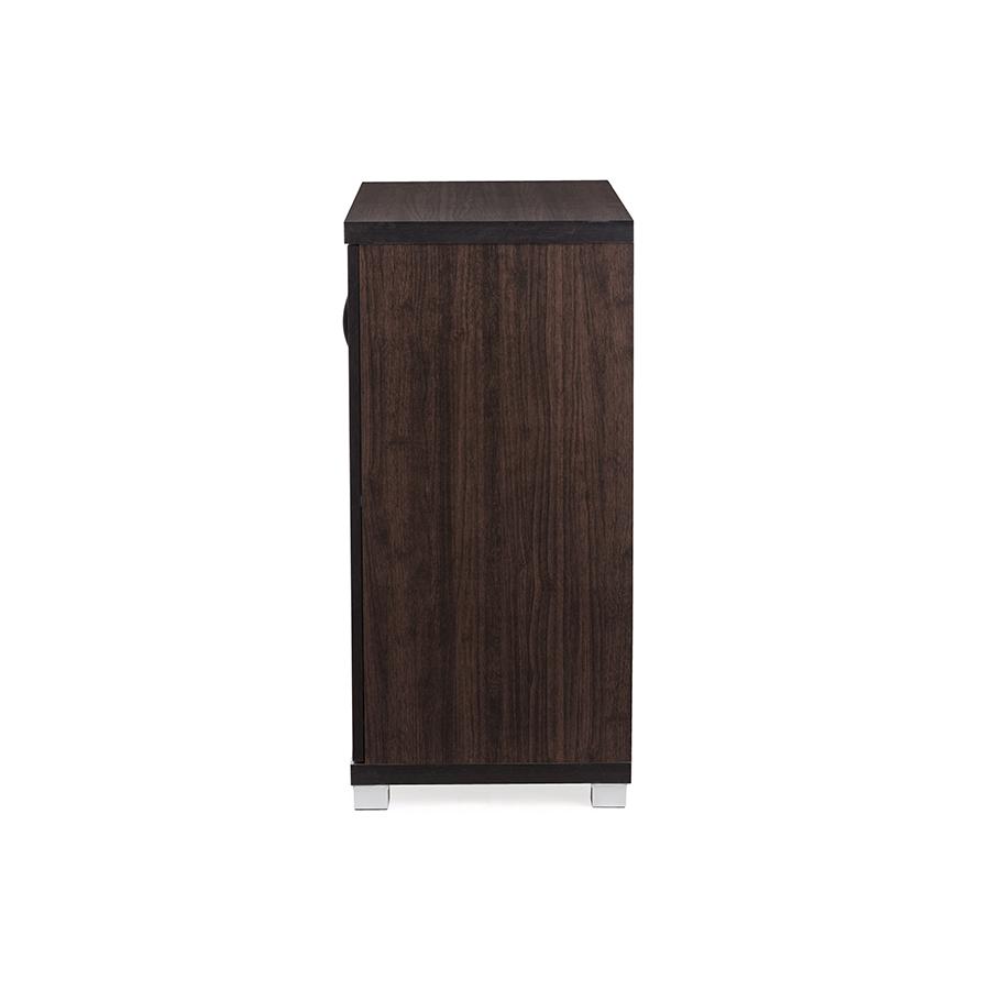 Zentra Modern and Contemporary Dark Brown Sideboard Storage Cabinet with Glass Doors. Picture 3