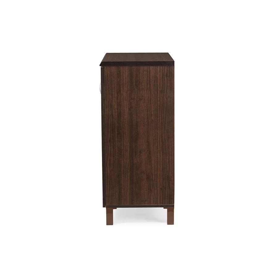 Sintra Modern and Contemporary Dark Brown Sideboard Storage Cabinet with Glass Doors. Picture 3