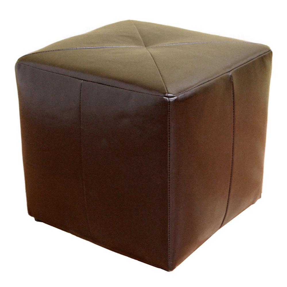Bonded Leather Ottoman Dark Brown. Picture 1