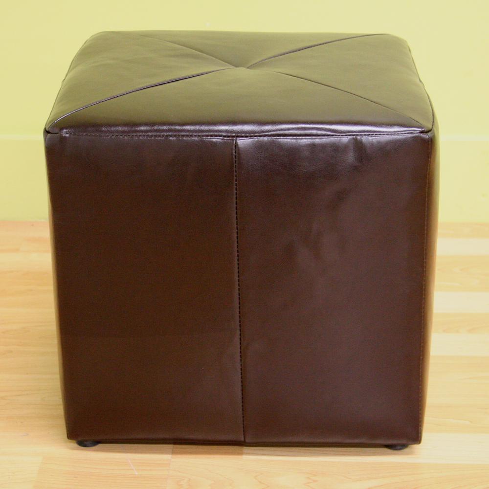Bonded Leather Ottoman Dark Brown. Picture 2