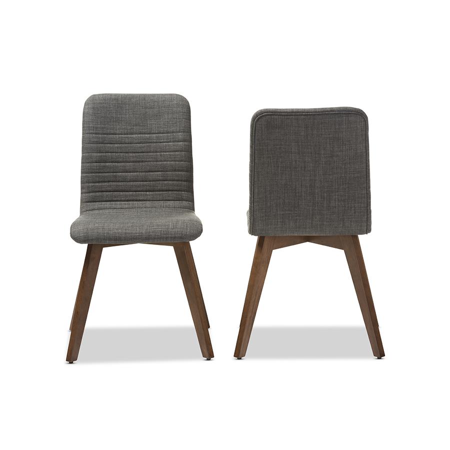 Dark Grey Fabric Upholstered Walnut Wood Finishing Dining Chair (Set of 2). Picture 1