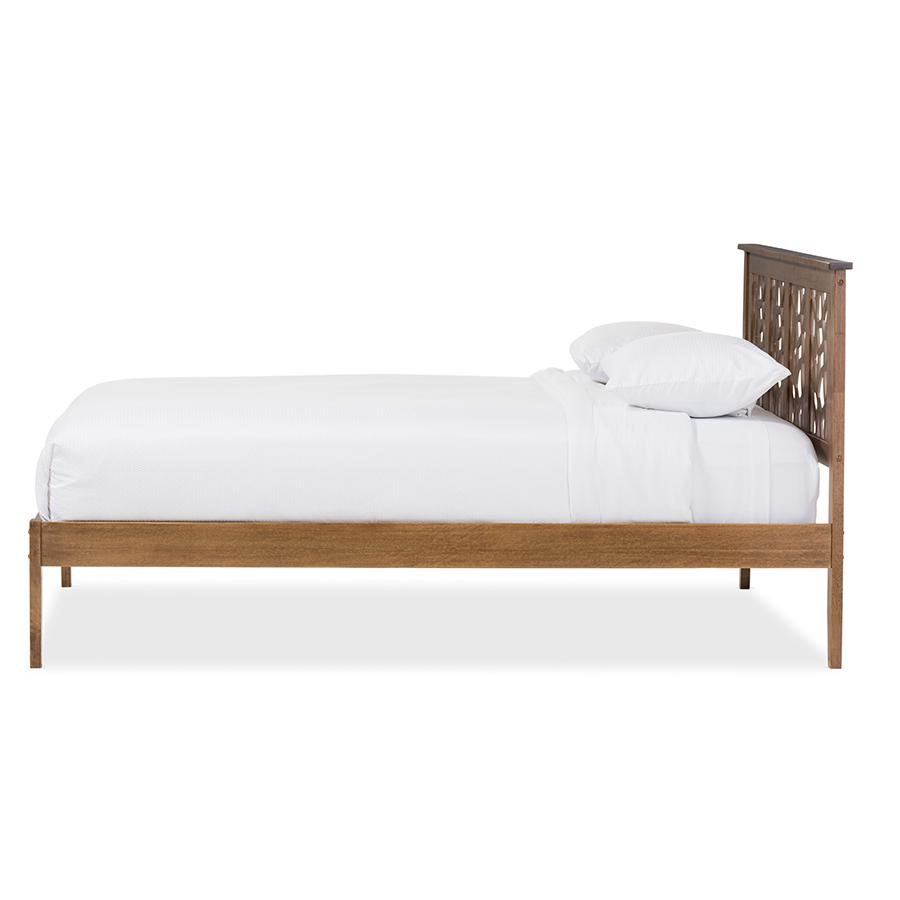 Studio Contemporary Queen Size Platform Bed "Walnut" Brown. Picture 2