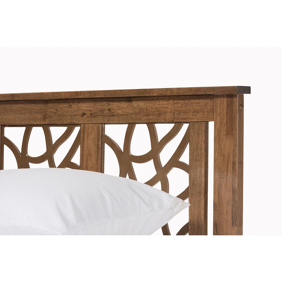 Studio Contemporary Queen Size Platform Bed "Walnut" Brown. Picture 3