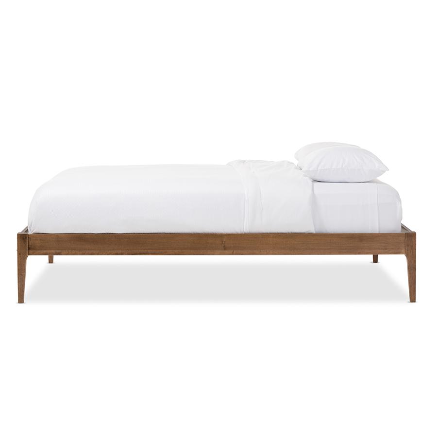 Bentley Mid-Century Modern Walnut Finishing Solid Wood Queen Size Bed Frame. Picture 2