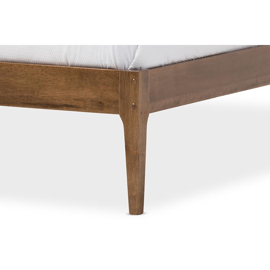 Bentley Mid-Century Modern Walnut Finishing Solid Wood Queen Size Bed Frame. Picture 3