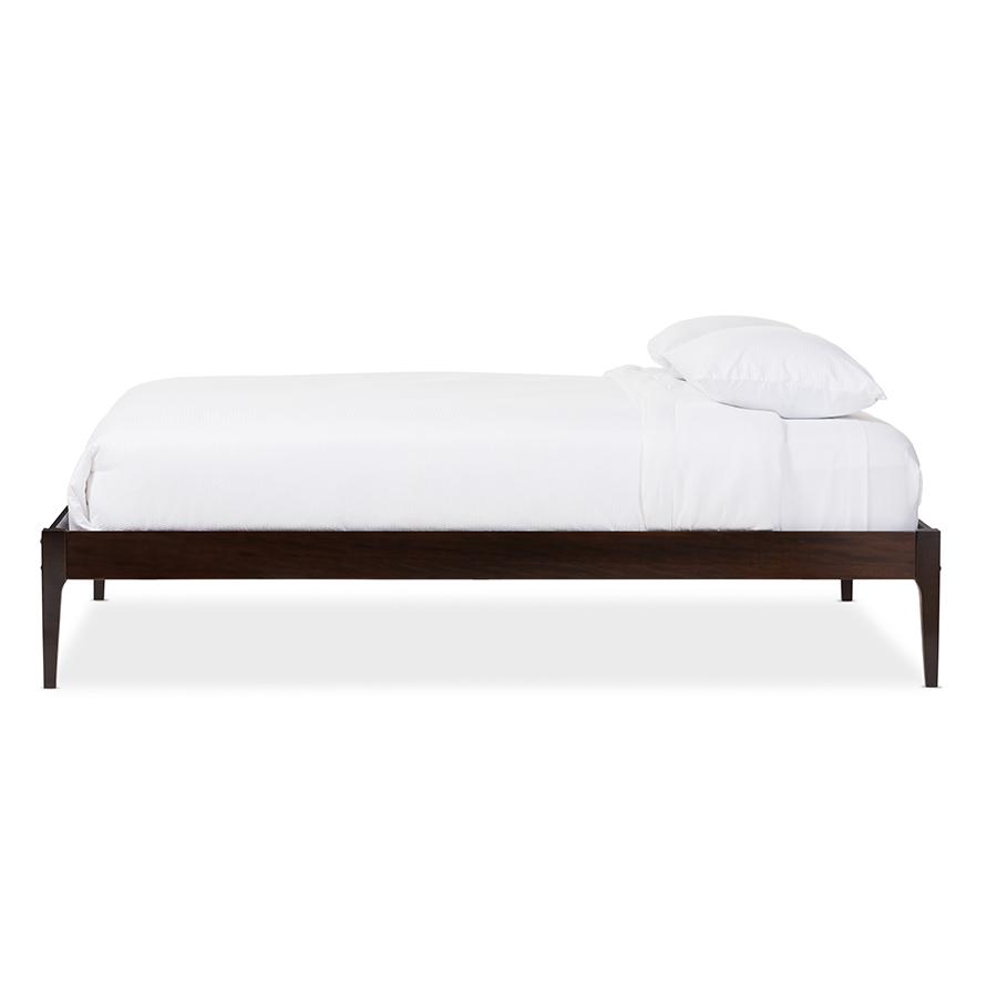 Cappuccino Finishing Solid Wood Queen Size Bed Frame "Cappuccino" Dark-Brown. Picture 2