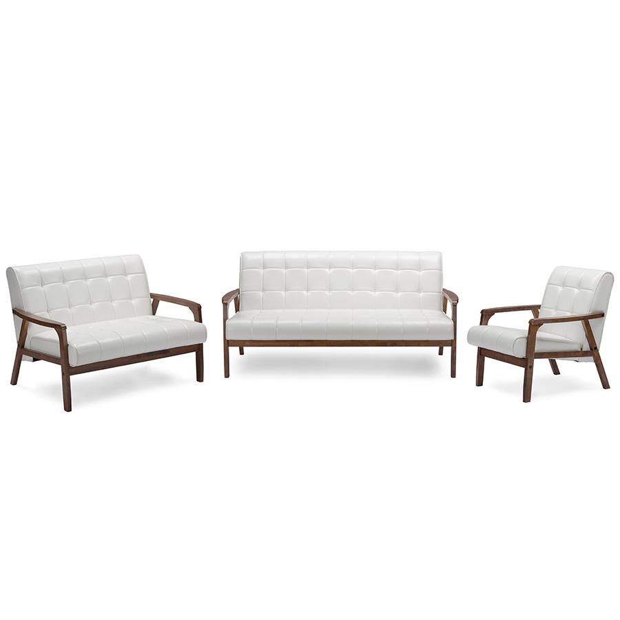 Mid-Century Masterpieces 3 Pieces Living Room Set - White. Picture 1
