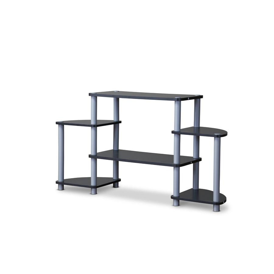 Baxton Studio Orbit Black and Silver 3-Tier TV Stand. Picture 4