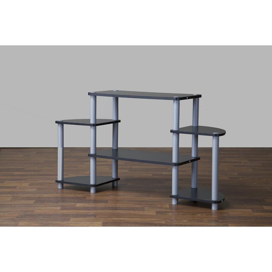 Baxton Studio Orbit Black and Silver 3-Tier TV Stand. Picture 2