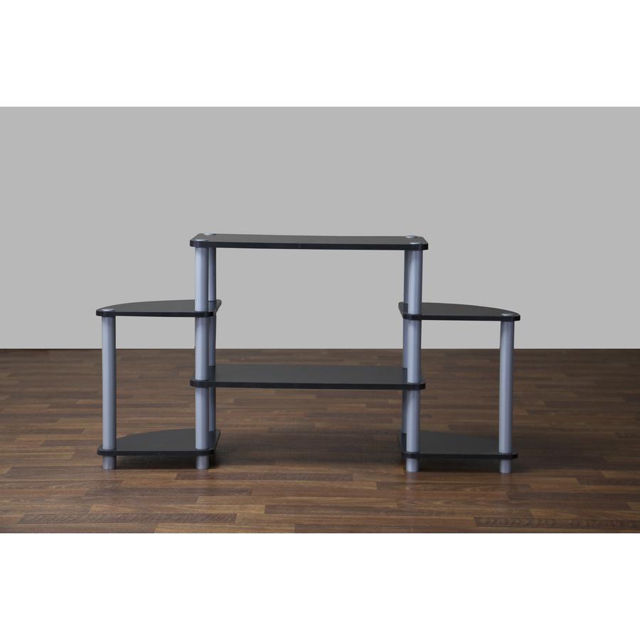 Baxton Studio Orbit Black and Silver 3-Tier TV Stand. Picture 3