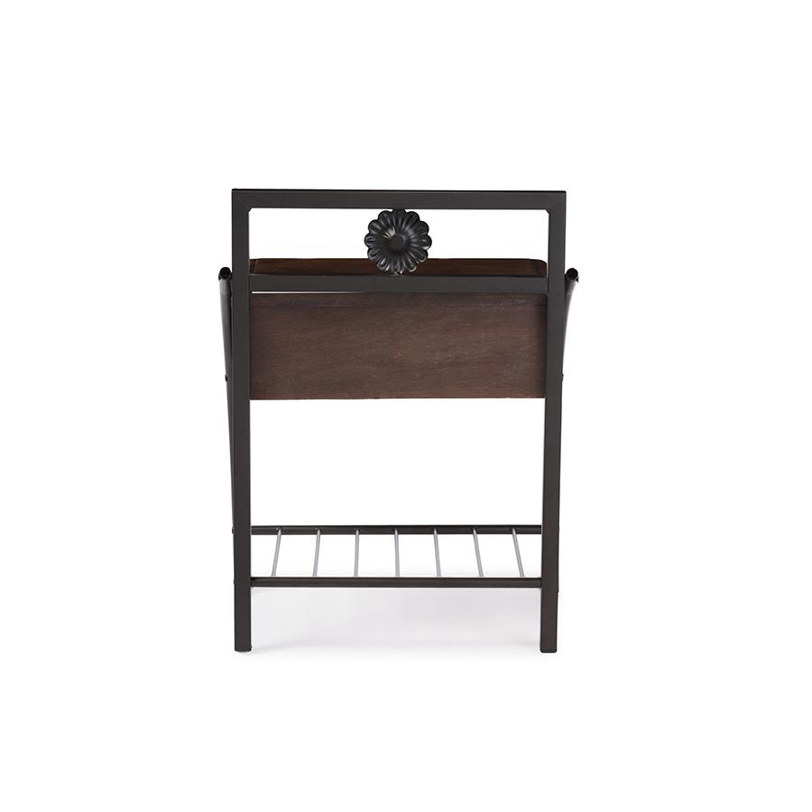 Walnut Brown Wood 1-Drawer Nightstand. Picture 3