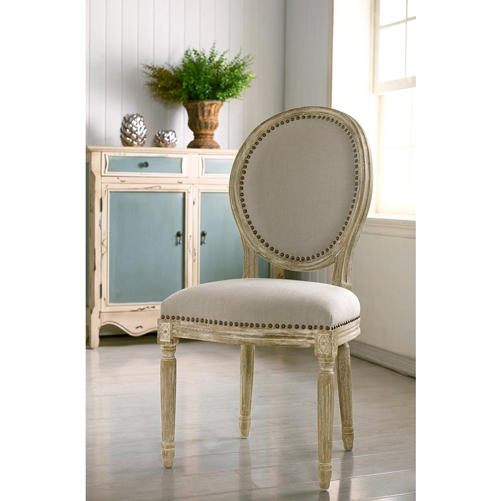 Baxton Studio Clairette Wood Traditional French Accent Chair-Round. Picture 4