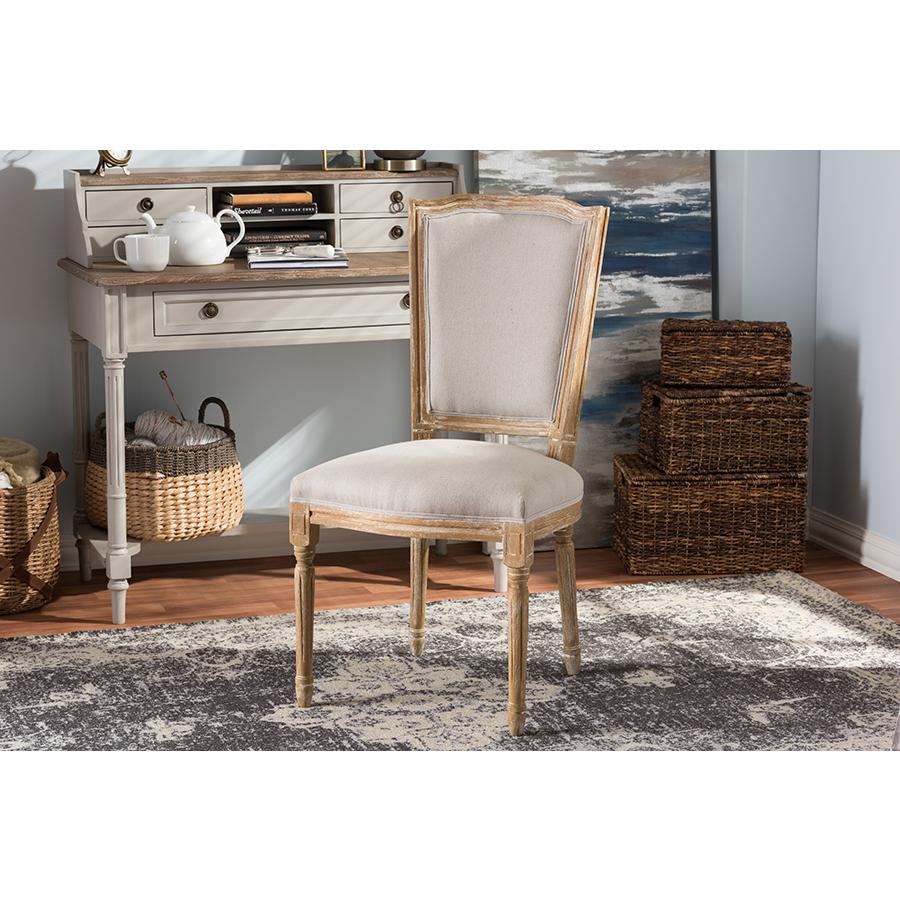 Beige Fabric Upholstered Dining Side Chair. Picture 7