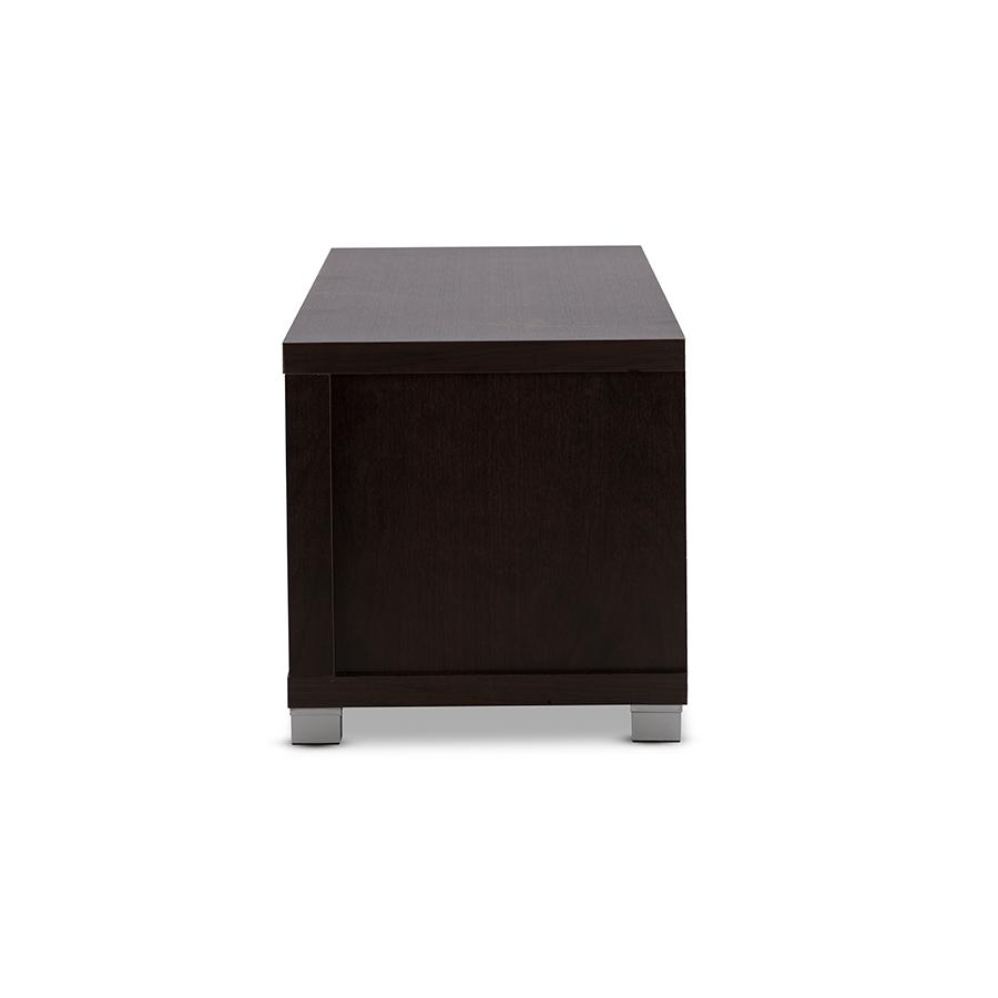 Dark Brown Wood 63-Inch TV Cabinet with 3-drawer. Picture 3