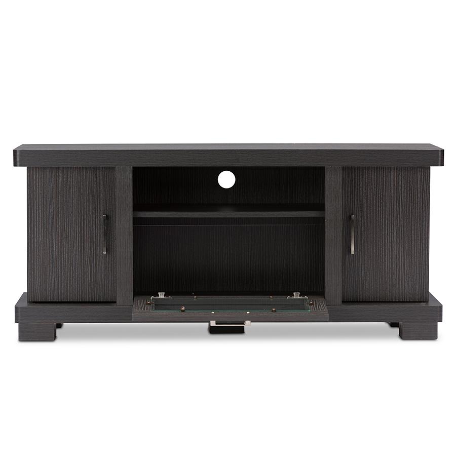 47-Inch Dark Brown Wood TV Cabinet with 2 Doors. Picture 2
