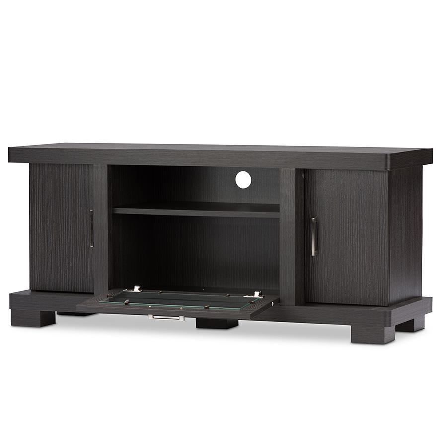 47-Inch Dark Brown Wood TV Cabinet with 2 Doors. Picture 4