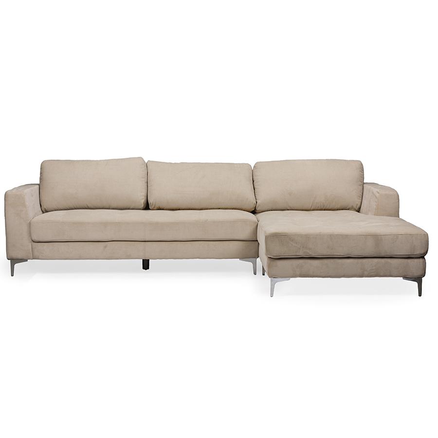 Agnew Contemporary Light Beige Microfiber Right Facing Sectional Sofa. Picture 3