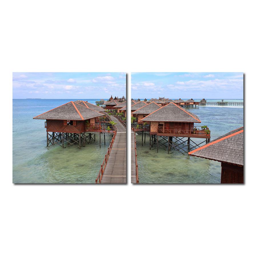 Idyllic Resort Mounted Photography Print Diptych Multi. Picture 1