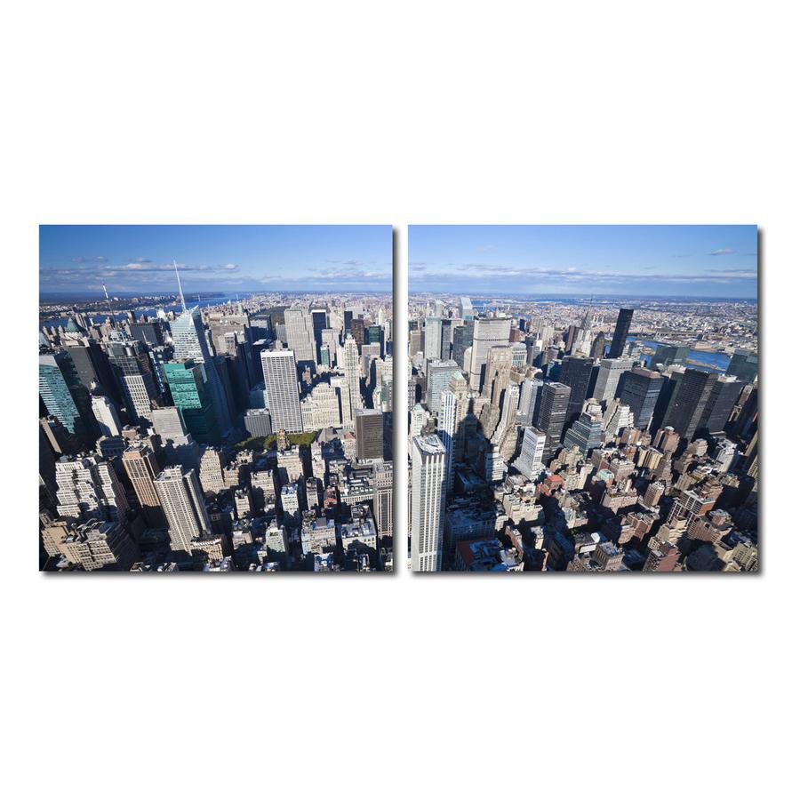 Aerial Manhattan Mounted Photography Print Diptych Multi. Picture 1