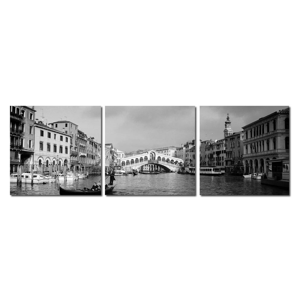 Rialto Bridge Mounted Photography Print Triptych Black/White. Picture 1