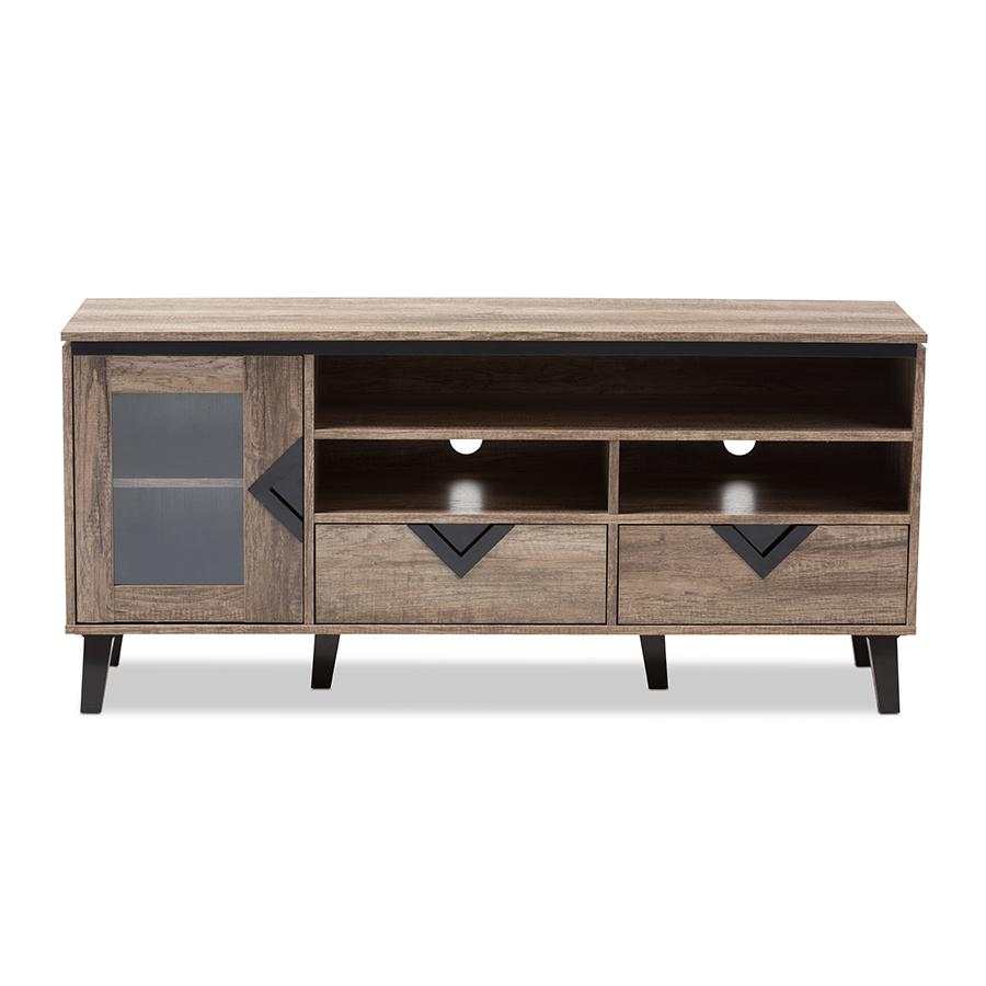 Baxton Studio Cardiff Modern and Contemporary Light Brown Wood 55-Inch TV Stand. Picture 3