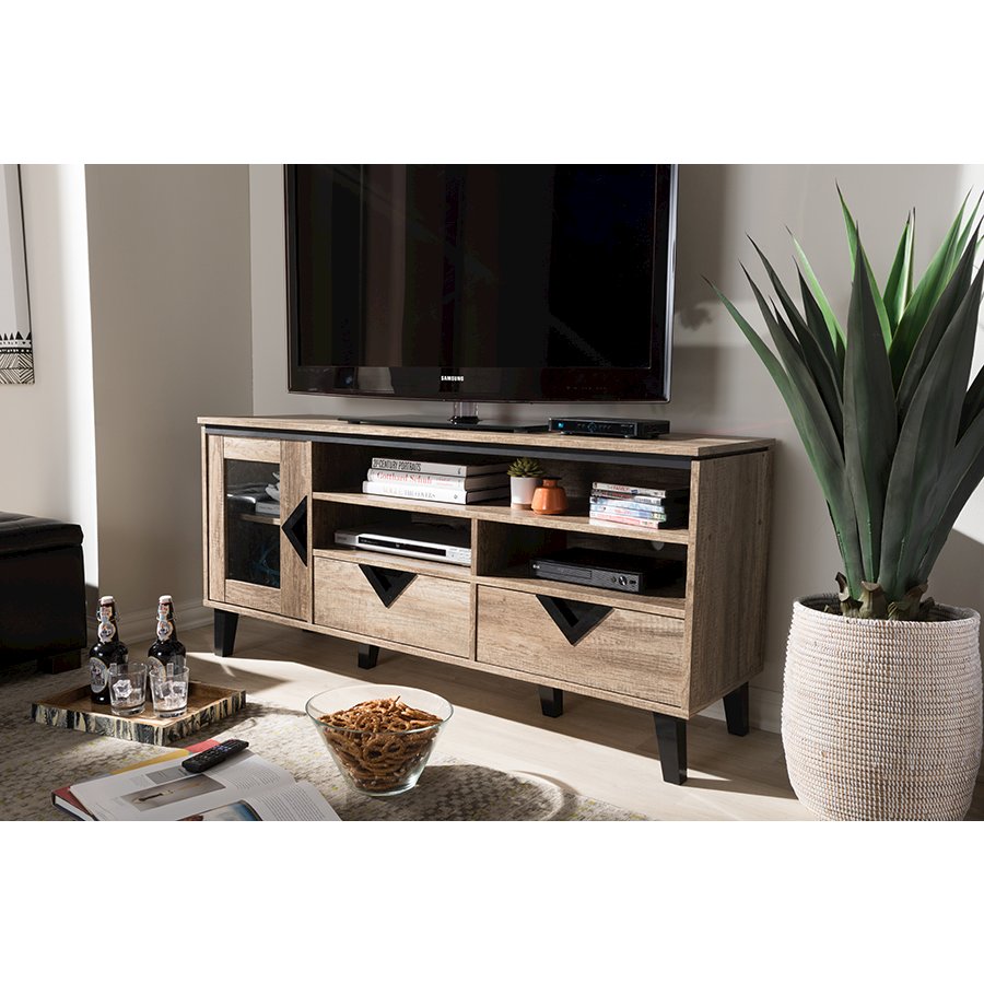 Light Brown Wood 55-Inch TV Stand. Picture 2