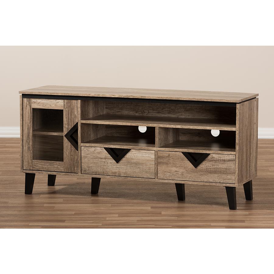 Baxton Studio Cardiff Modern and Contemporary Light Brown Wood 55-Inch TV Stand. Picture 6