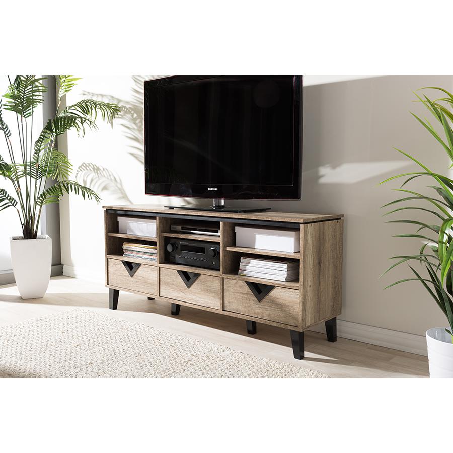 Light Brown Wood 55-Inch TV Stand. Picture 4