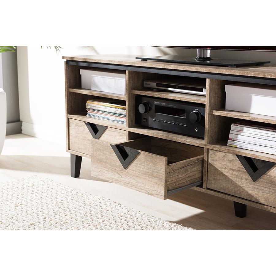 Baxton Studio Wales Modern and Contemporary Light Brown Wood 55-Inch TV Stand. Picture 6