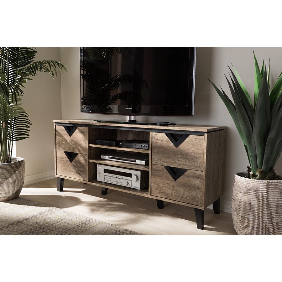 Baxton Studio Beacon Modern and Contemporary Light Brown Wood 55-Inch TV Stand. Picture 5