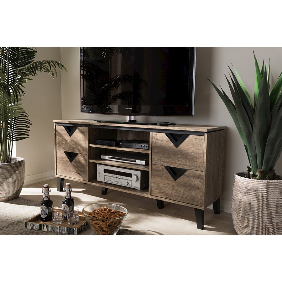 Light Brown Wood 55-Inch TV Stand. Picture 3