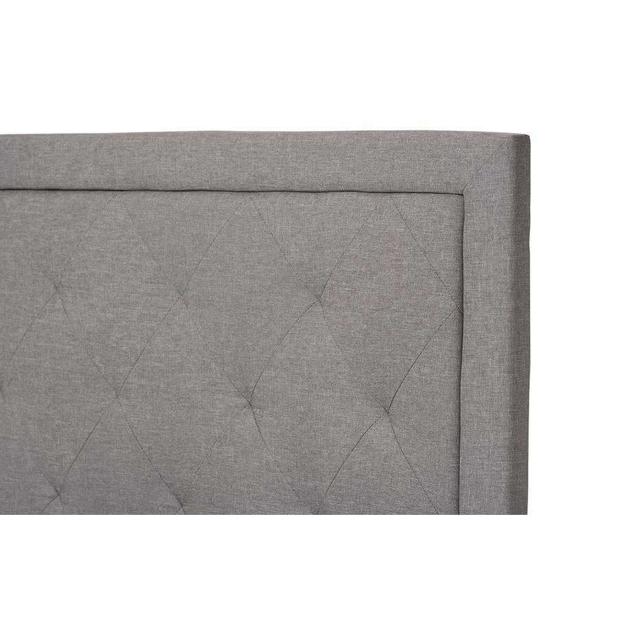 Paris Modern and Contemporary Grey Fabric Upholstered Twin Size Tufting Bed. Picture 3