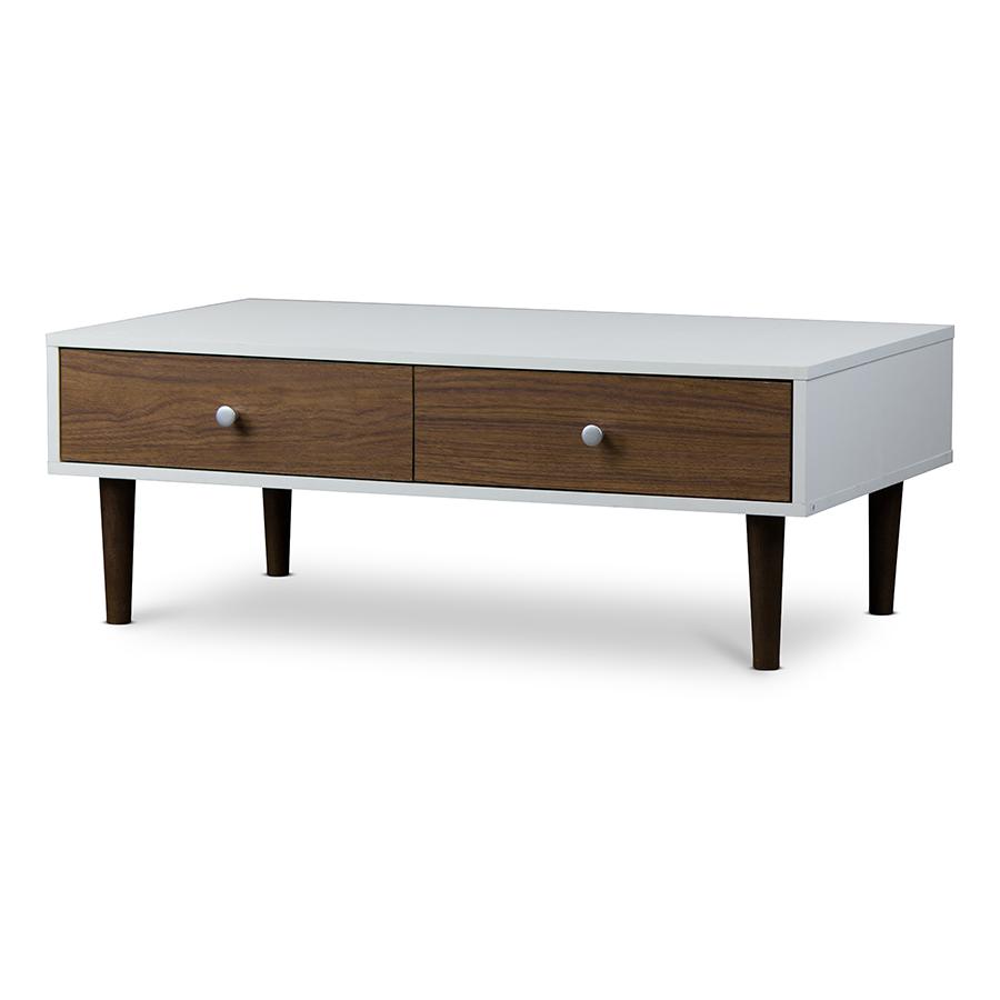 Wood Coffee Table Walnut/White. Picture 1