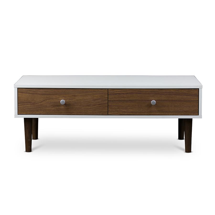 Wood Coffee Table Walnut/White. Picture 2
