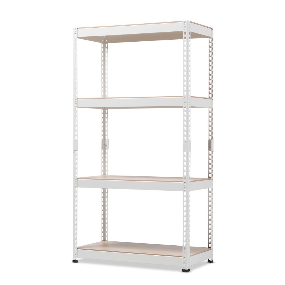 Cody White Metal 4-Shelf Multipurpose Shelving Rack. Picture 1