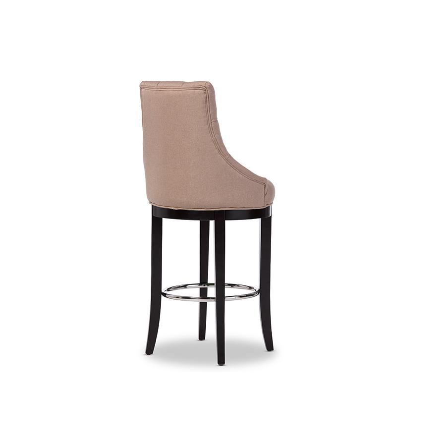 Button-tufted Bar Stool with Metal Footrest. Picture 4