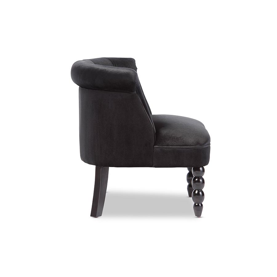 Victorian Black Velvet Vanity Accent Chair. Picture 3