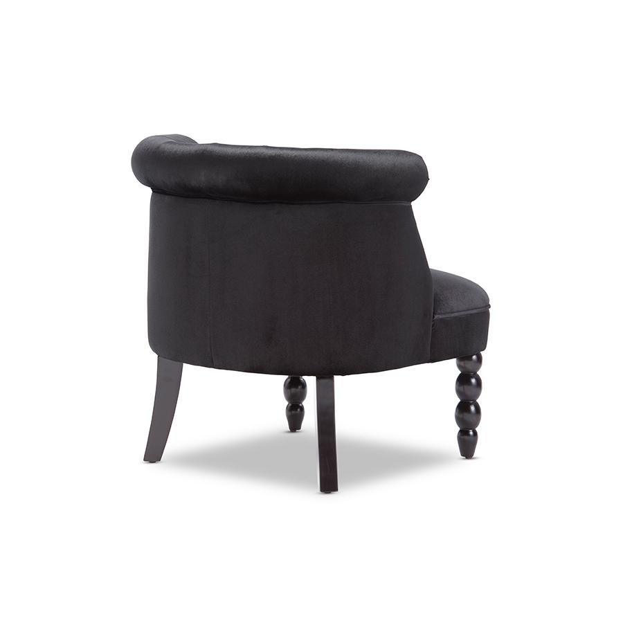 Victorian Black Velvet Vanity Accent Chair. Picture 4