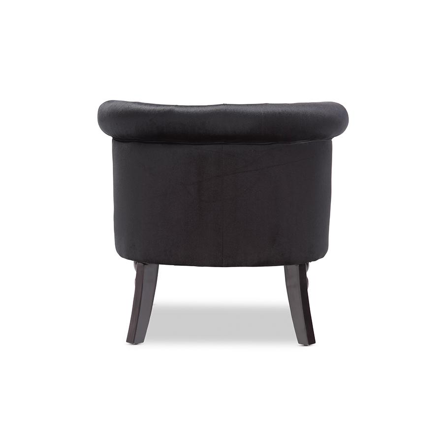 Black Velvet Fabric Upholstered Vanity Accent Chair. Picture 4
