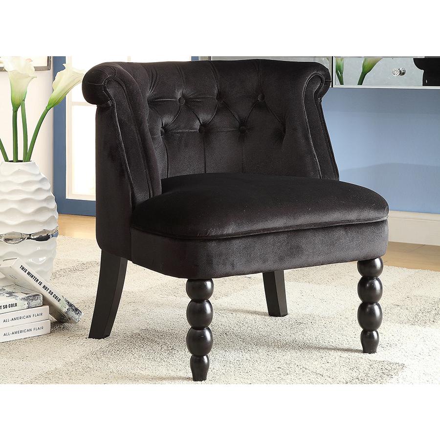 Black Velvet Fabric Upholstered Vanity Accent Chair. Picture 5
