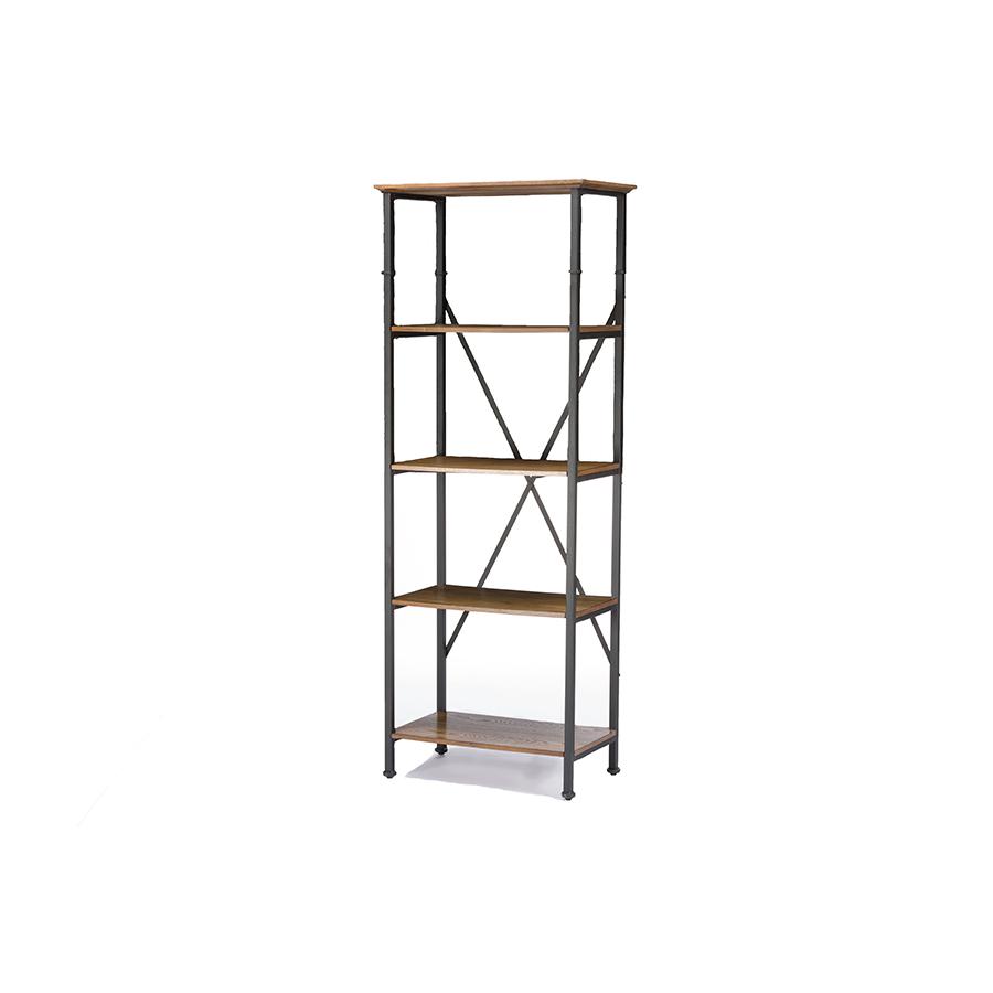 Brown Wood & Metal Bookcase. Picture 1