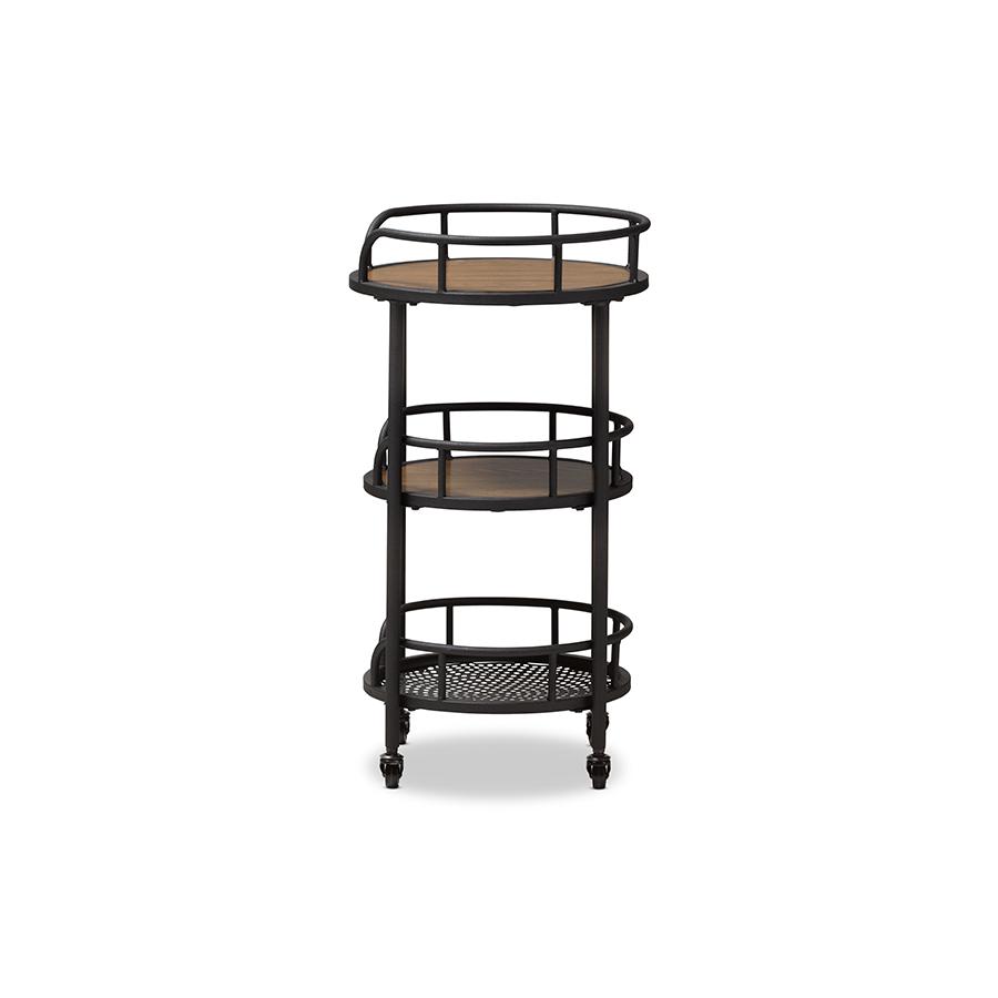 Baxton Studio Bristol Rustic Industrial Style Metal and Wood Mobile Serving Cart. Picture 3