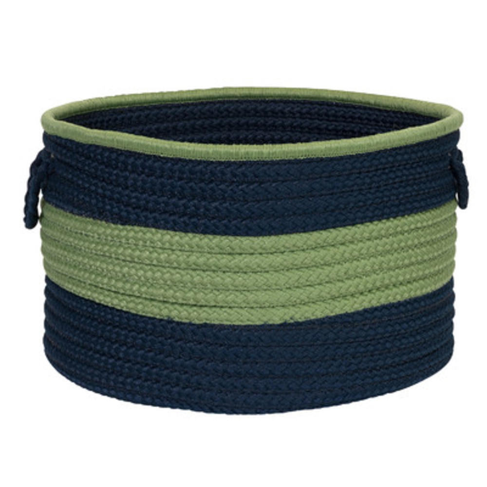 Color Block Round Basket - Navy/Green 14"x10". Picture 1