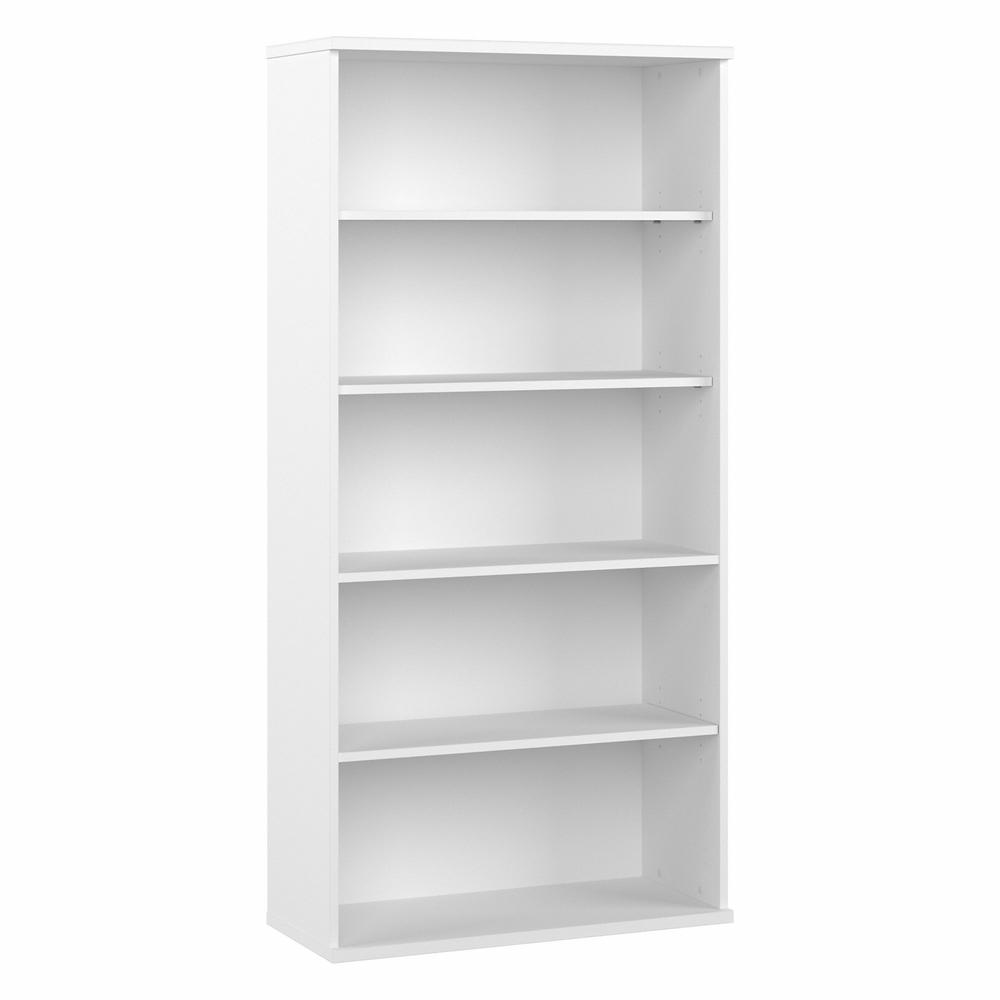 Bush Business Furniture Hybrid Tall 5 Shelf Bookcase - White. Picture 1