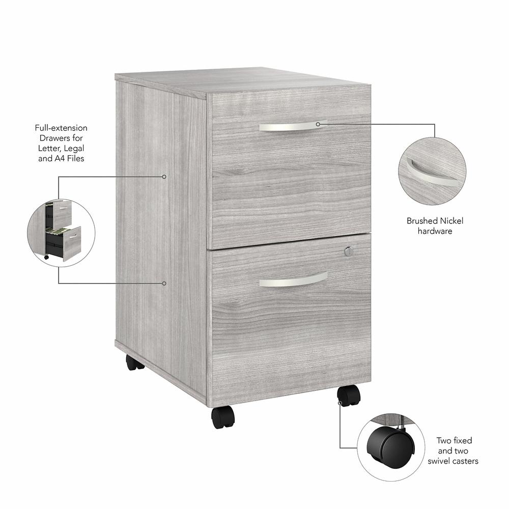 Bush Business Furniture Hybrid 2 Drawer Mobile File Cabinet - Assembled - Platinum Gray. Picture 3