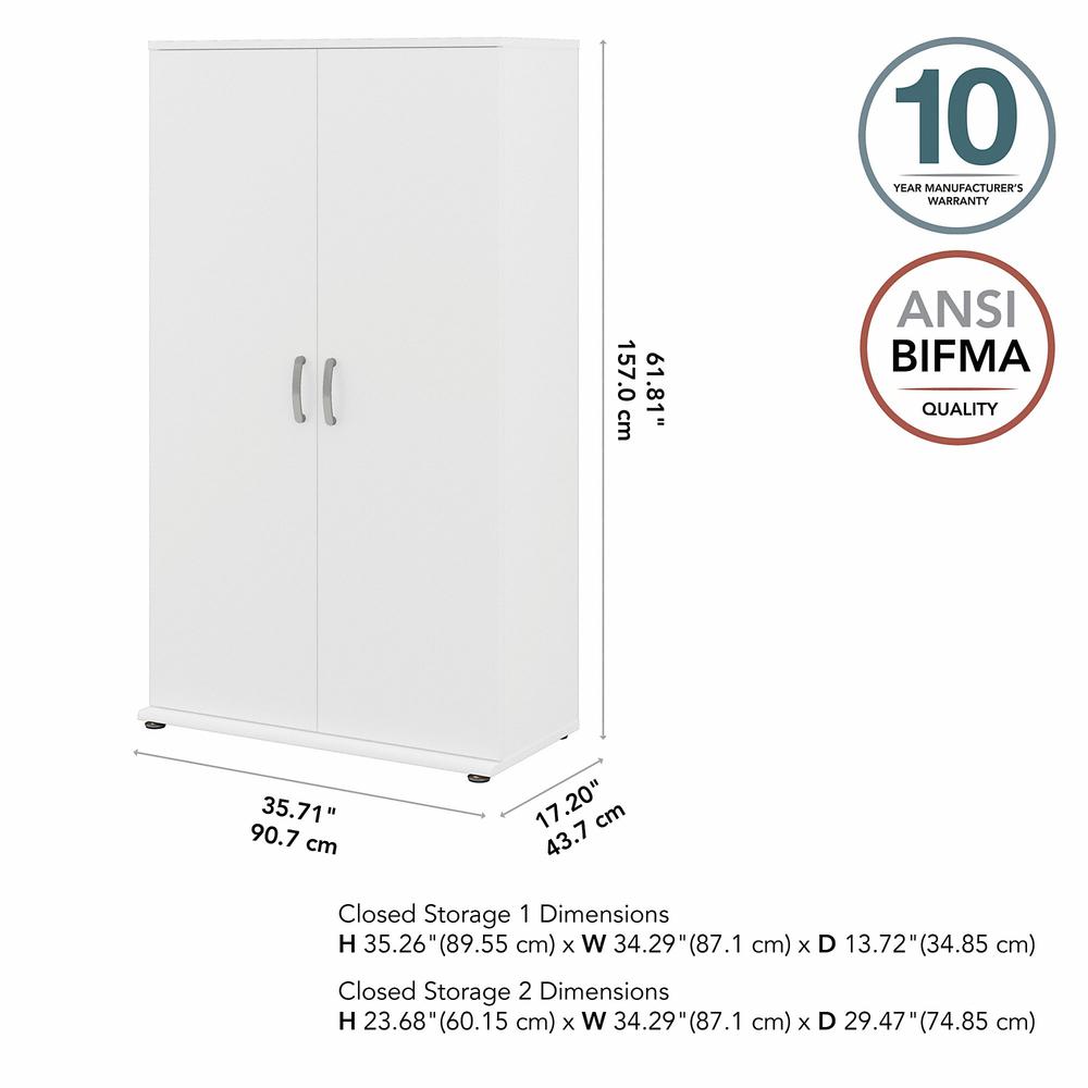 Bush Business Furniture Universal Tall Garage Storage Cabinet with Doors and Shelves - White. Picture 5