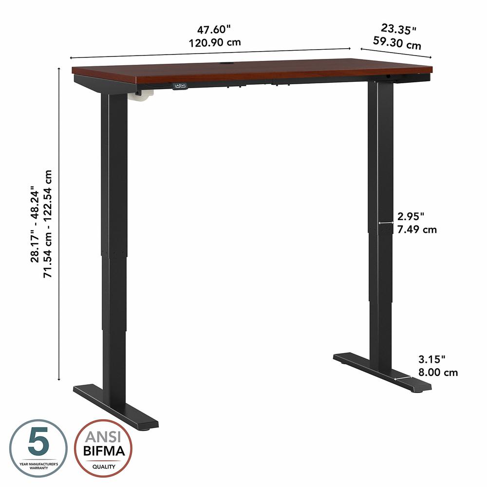 Move 40 Series by Bush Business Furniture 48W x 24D Electric Height Adjustable Standing Desk Hansen Cherry/Black Powder Coat. Picture 6